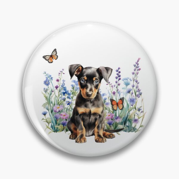 Artikelvorschau, Dobermann Pinscher Welpen Frühlingsblumen entworfen und verkauft von TheAnimalZ00.