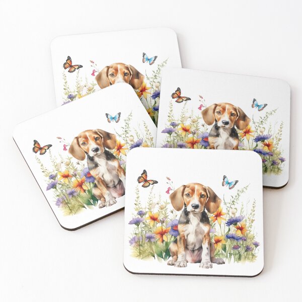 Item preview, English Foxhound Puppy With Spring Flowers designed and sold by TheAnimalZ00.