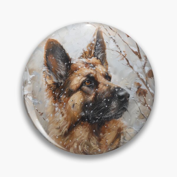 Item preview, Frostbound Furry Friend - German Shepherd Painting designed and sold by MedvedMagazine.