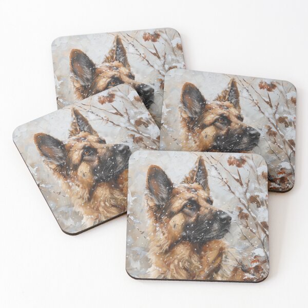 Item preview, Frostbound Furry Friend - German Shepherd Painting designed and sold by MedvedMagazine.