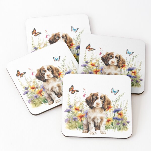 Artikelvorschau, English Springer Spaniel Welpe mit Frühlingsblumen entworfen und verkauft von TheAnimalZ00.