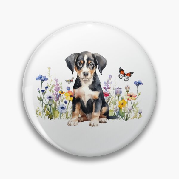 Item preview, Entlebucher Mountain Dog Puppy With Spring Flowers designed and sold by TheAnimalZ00.
