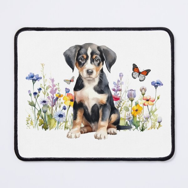 Item preview, Entlebucher Mountain Dog Puppy With Spring Flowers designed and sold by TheAnimalZ00.