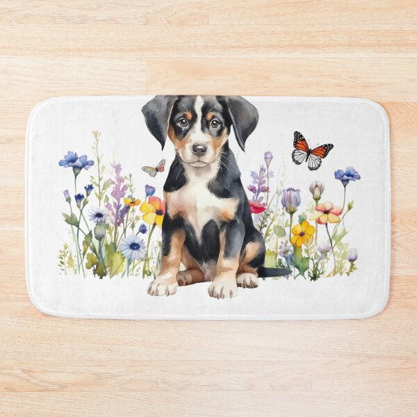 Item preview, Entlebucher Mountain Dog Puppy With Spring Flowers designed and sold by TheAnimalZ00.