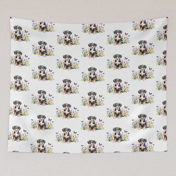 Item preview, Entlebucher Mountain Dog Puppy With Spring Flowers designed and sold by TheAnimalZ00.