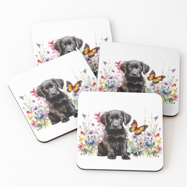 Item preview, Flat Coated Retriever Puppy Spring Flowers designed and sold by TheAnimalZ00.