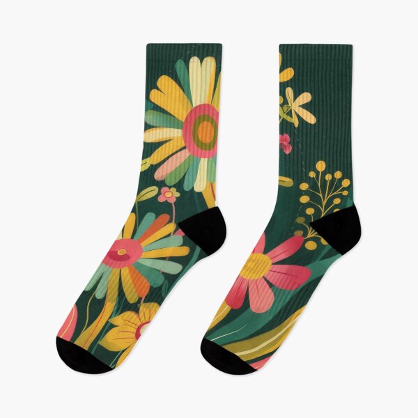 Item preview, Retro Floral design on bottle green background designed and sold by PrettyPinkSkies.