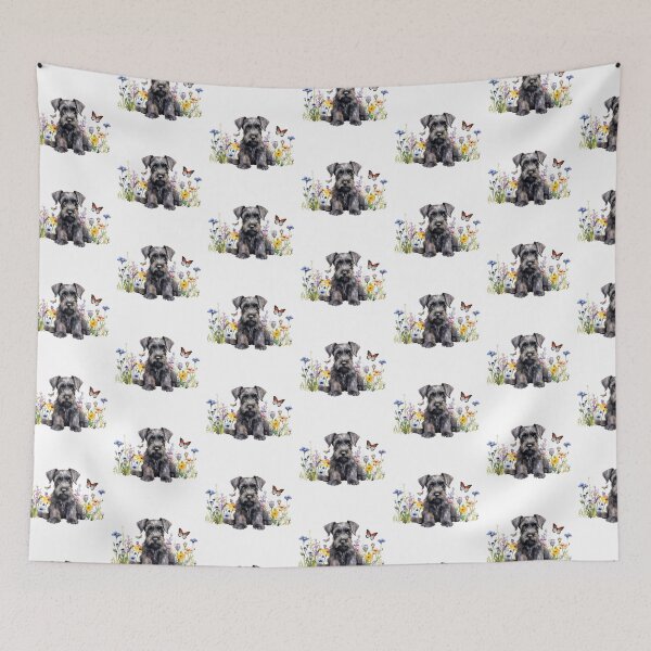 Item preview, Giant Schnauzer Puppy With Spring Flowers designed and sold by TheAnimalZ00.