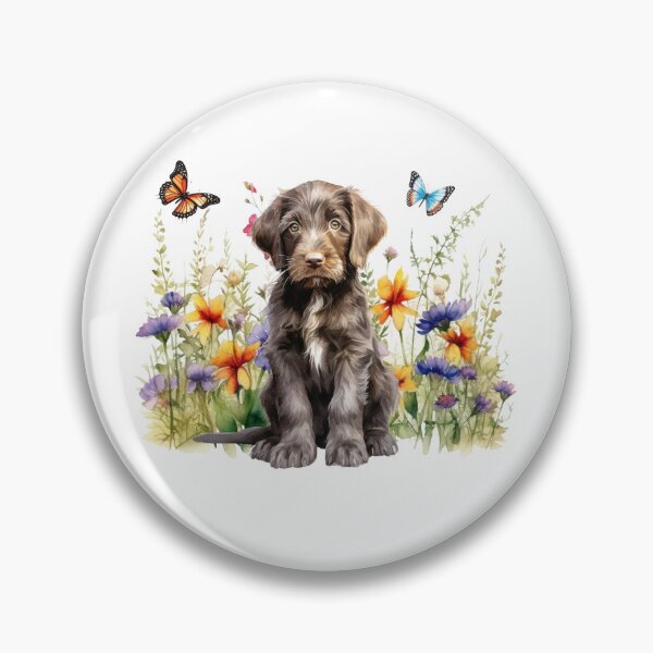 Item preview, German Wirehaired Pointer Puppy With Spring Flowers designed and sold by TheAnimalZ00.