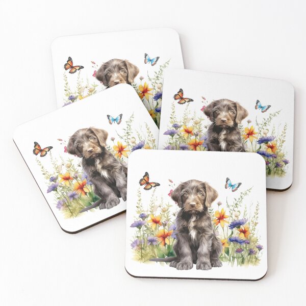 Item preview, German Wirehaired Pointer Puppy With Spring Flowers designed and sold by TheAnimalZ00.