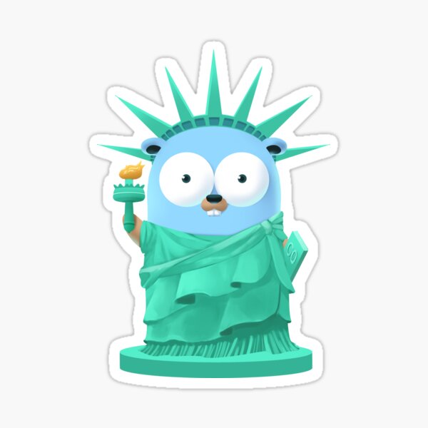 "Golang Gopher Go Liberty" Sticker for Sale by clgtart | Redbubble