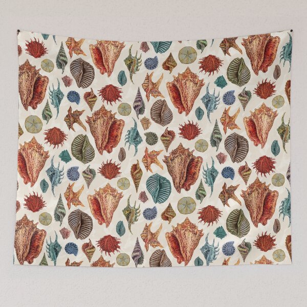 Item preview, At The Beach Seashells on White Sand designed and sold by Silver Steer Design.