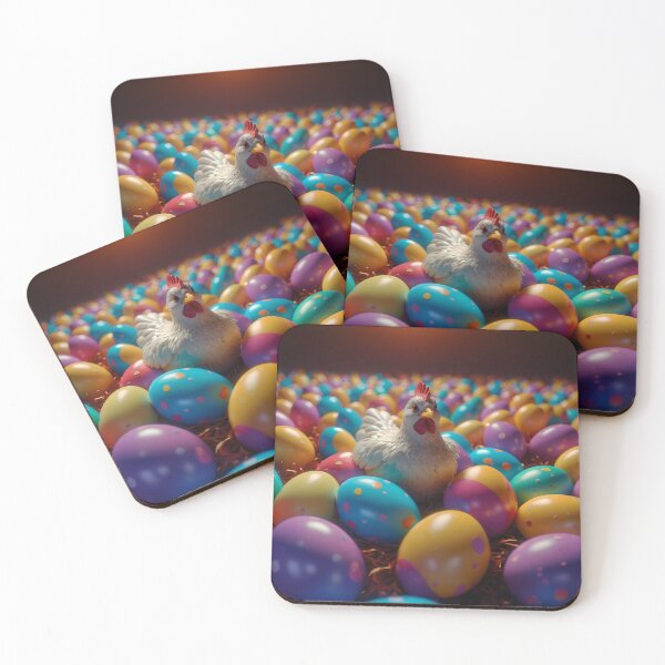 Item preview, Easter chicken hen in colorful eggs designed and sold by SassyArtistry.