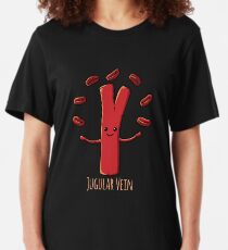 Funny Anatomy Jugular Vein Nurse Doctor Medical Student Slim Fit T-Shirt