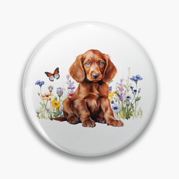 Item preview, Irish Setter Puppy With Spring Flowers designed and sold by TheAnimalZ00.