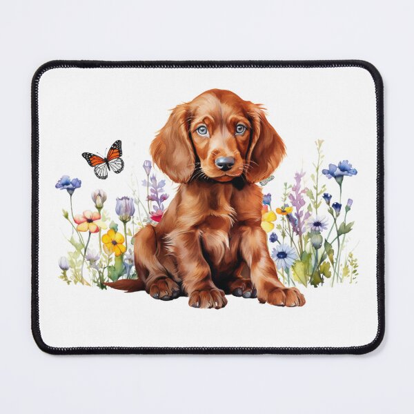 Artikelvorschau, Irischer Setter-Welpe mit Frühlingsblumen entworfen und verkauft von TheAnimalZ00.