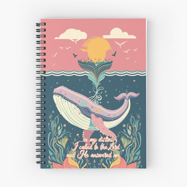 Item preview, Whimsical Colorful Whale Illustration: Christian Message - In my Distress I Called to the Lord designed and sold by HahaHandlesHub.