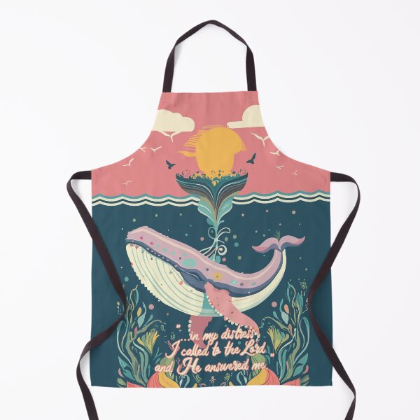 Item preview, Whimsical Colorful Whale Illustration: Christian Message - In my Distress I Called to the Lord designed and sold by HahaHandlesHub.