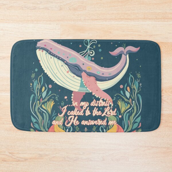 Item preview, Whimsical Colorful Whale Illustration: Christian Message - In my Distress I Called to the Lord designed and sold by HahaHandlesHub.