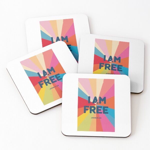 Item preview, Christian Minimalist Typography Illustration: I AM FREE - Vibrant Inspirational Art designed and sold by HahaHandlesHub.