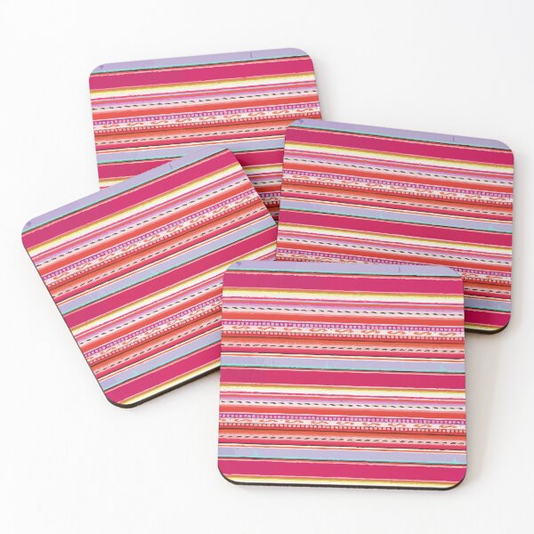 Item preview, Coral bright serape blanket maximalist stripes mexican fabric rebozo designed and sold by T-Mex.