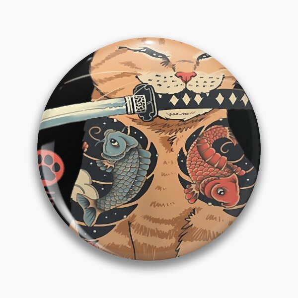 Item preview, Japanese Samurai Ninja Cat Kawaii Tattoo Graphic Tank Top designed and sold by FranckDelmas.