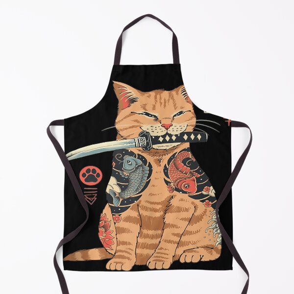 Item preview, Japanese Samurai Ninja Cat Kawaii Tattoo Graphic Tank Top designed and sold by FranckDelmas.