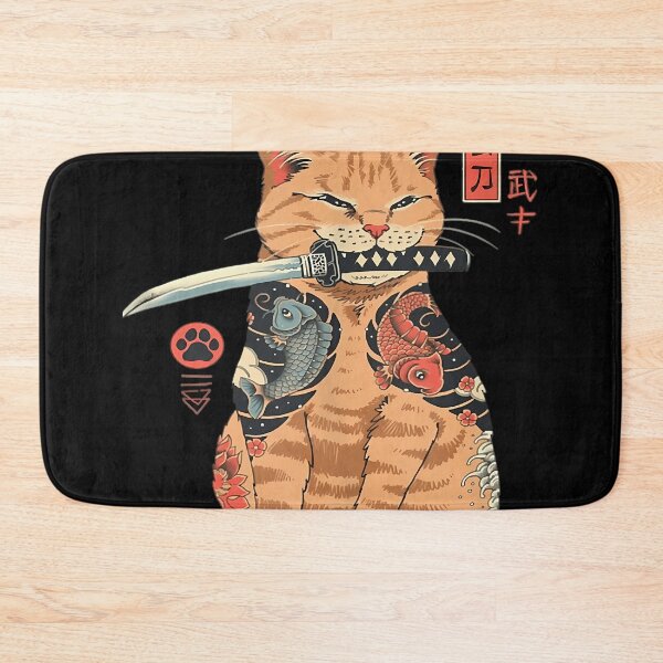 Item preview, Japanese Samurai Ninja Cat Kawaii Tattoo Graphic Tank Top designed and sold by FranckDelmas.