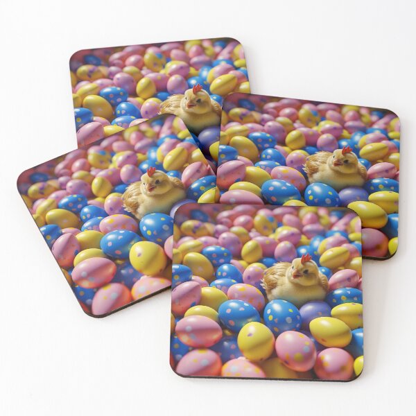 Item preview, Cute little hen easter chicken playing with colorful eggs designed and sold by SassyArtistry.