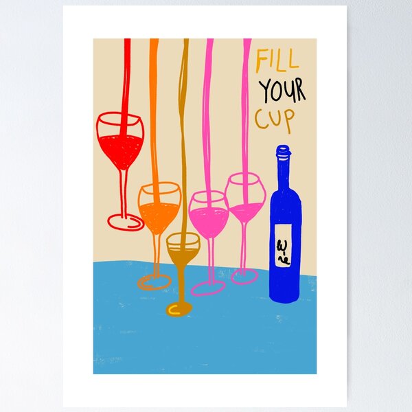 Item preview, Fill Your Cup, Colorful Wine, Wine Glasses, Bar Cart Decor designed and sold by paigebyrne.