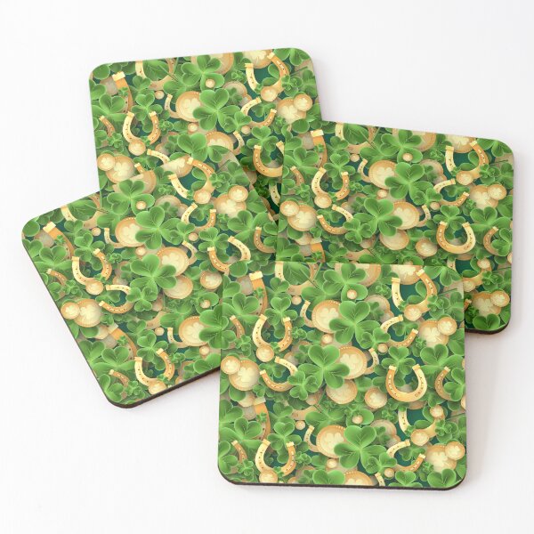Item preview, Shamrock Horseshoe, Four Leaf Clove and Kitty designed and sold by wildwhimsical.