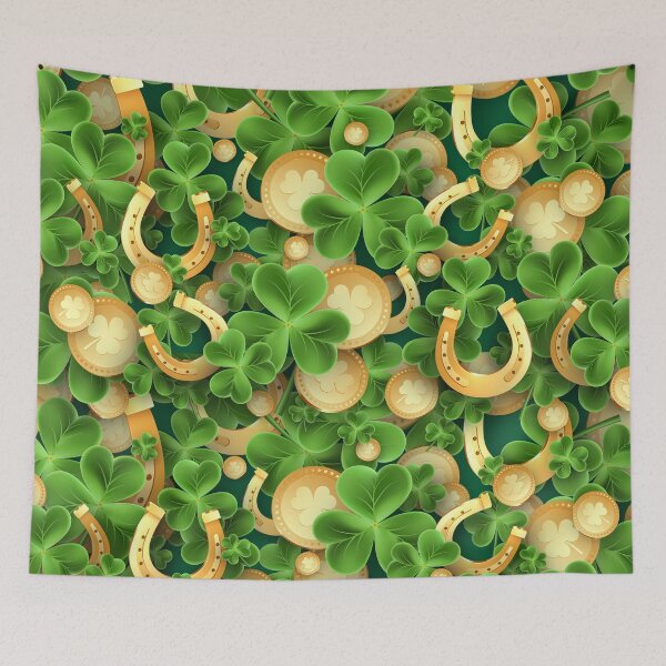 Item preview, Shamrock Horseshoe, Four Leaf Clove and Kitty designed and sold by wildwhimsical.