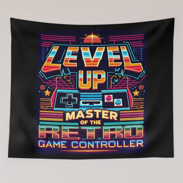 Item preview, Level Up Master of Retro Game, typography, retro designed and sold by maxmaj.
