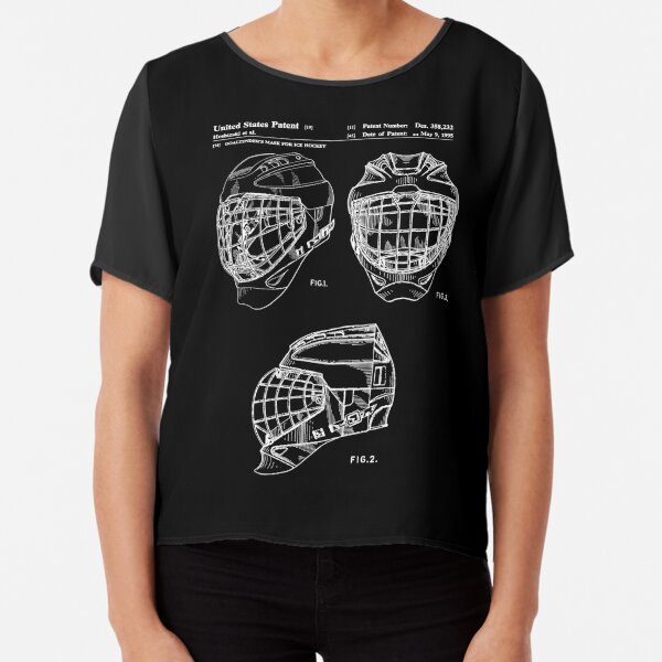 Hockey Goaltender Mask Patent Black - Hockey - Pillow
