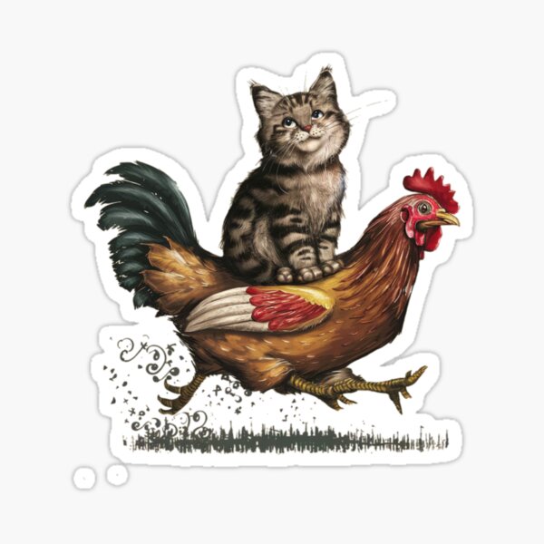 Tuxedo Cat On A Chicken