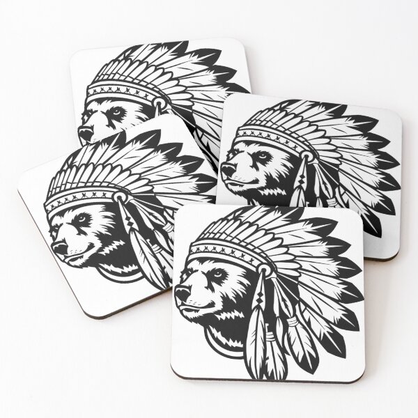 Item preview,  Native American Bear Feather Headdress black and white  designed and sold by Smix Pixels.