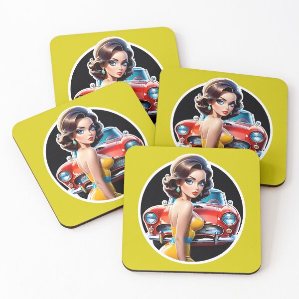 Item preview, Cute Sexy Anime Pinup Girl With Vintage Classic Car designed and sold by TheArtOfPat.
