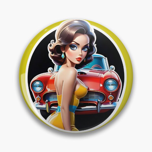 Item preview, Cute Sexy Anime Pinup Girl With Vintage Classic Car designed and sold by TheArtOfPat.