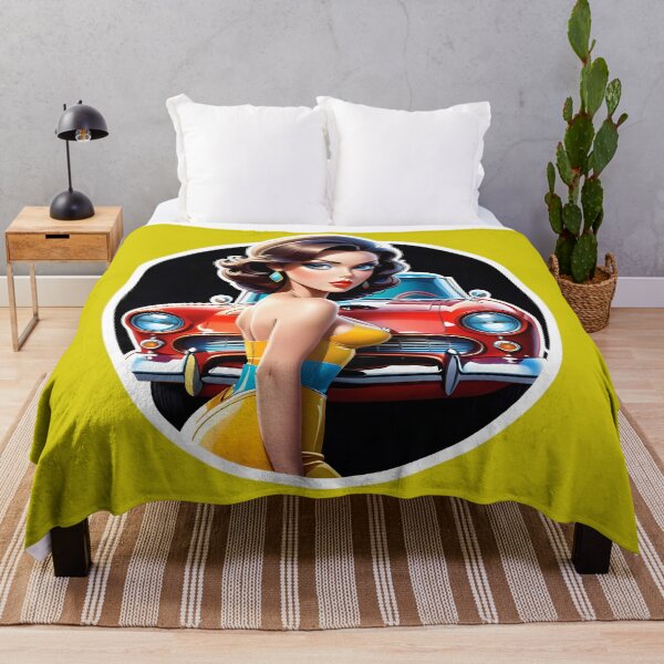 Item preview, Cute Sexy Anime Pinup Girl With Vintage Classic Car designed and sold by TheArtOfPat.