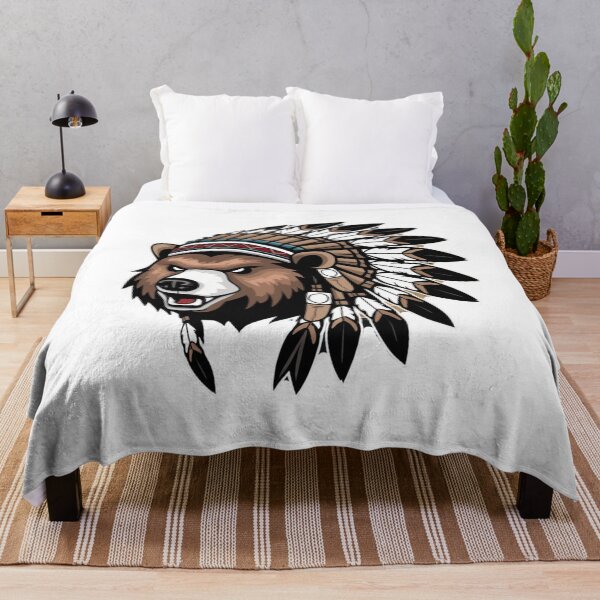 Item preview, Native American Bear Feather Headdress Graffiti designed and sold by Smix Pixels.