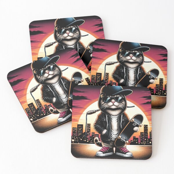 Item preview, cat rapper skateboarding. designed and sold by panshop20.