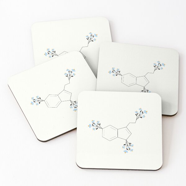 Item preview, Blue - serotonin molecule chemistry organic florals designed and sold by Neadoodles.