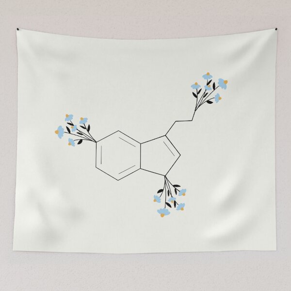 Item preview, Blue - serotonin molecule chemistry organic florals designed and sold by Neadoodles.