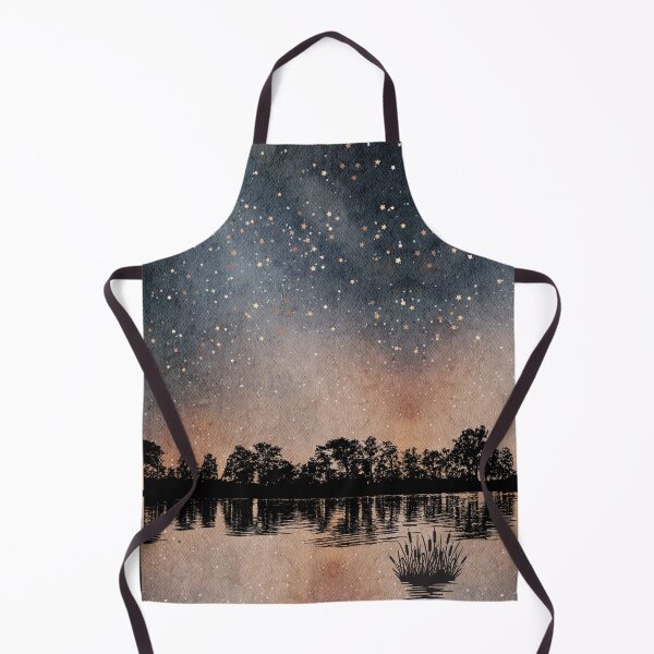 Item preview, Lake side reflection with tree silleoutte against a Spring Night Sky landscape with radiant  radiant moon in night Landscape with Constellations v.10 designed and sold by CosmicNook1.