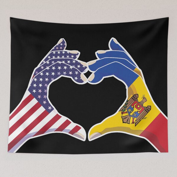 Item preview, Moldova Moldovan USA United States American America Love Heart Peace designed and sold by FlagX.