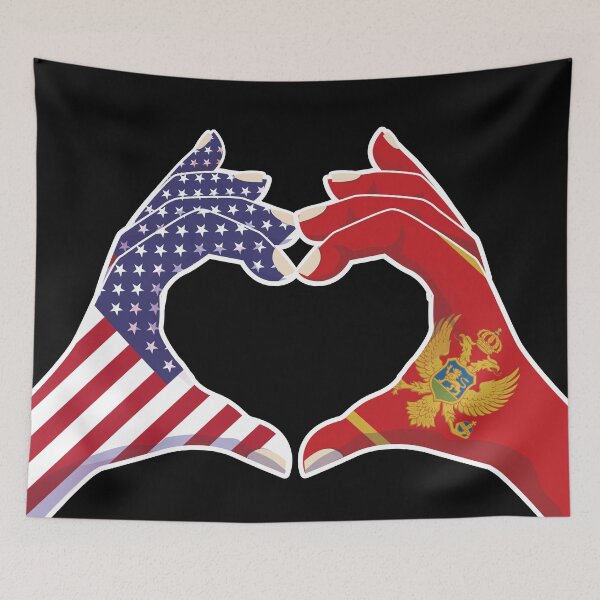 Item preview, Montenegro Montenegrin USA United States American America Love Heart Peace designed and sold by FlagX.