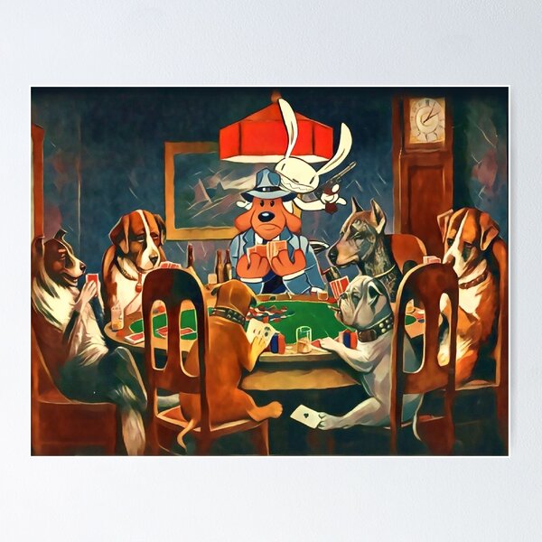 Item preview, Dog and Rabbit Playing Poker (Sam & Max) - T-Shirts, Gadgets & Face Masks designed and sold by spegnilcomputer.