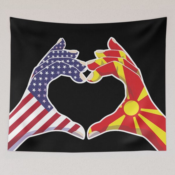 Item preview, North Macedonia Macedonian USA United States American America Love Heart Peace designed and sold by FlagX.