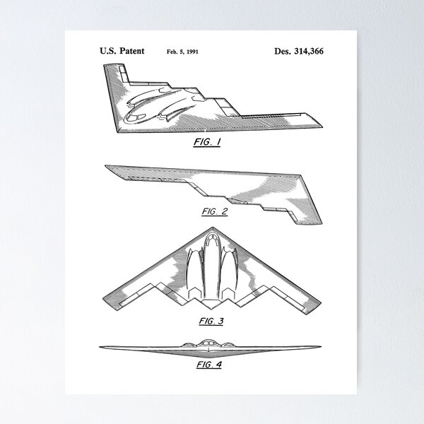 Item preview, B2 Stealth Bomber Patente Arte Fondo Blanco designed and sold by Peek-Designs.