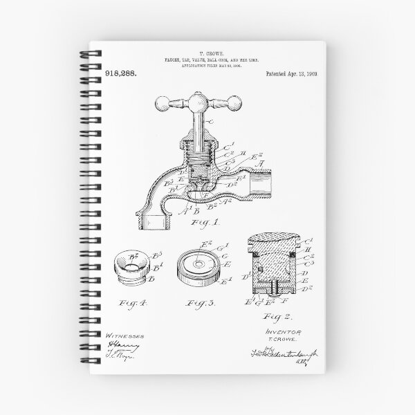 Artikelvorschau, Kugelhahn 1909 Vintage Patent weißer Hintergrund entworfen und verkauft von Peek-Designs.